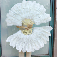 Éventail pliant en plumes d'autruche naturelles avec des plumes de dinde douces et lisses pour la danse, accessoire flexible et soigné pour la décoration