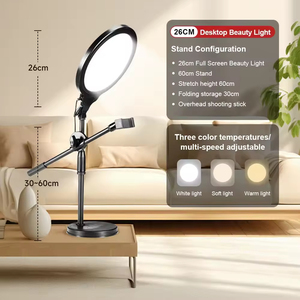 26cm <strong>14inch</strong> <strong>LED</strong> Bi-Color <strong>Ring</strong> <strong>Light</strong> 3500K-6100K With Stand and Phone Holder for Selfie and Video Streaming for Photography - Product Image 1