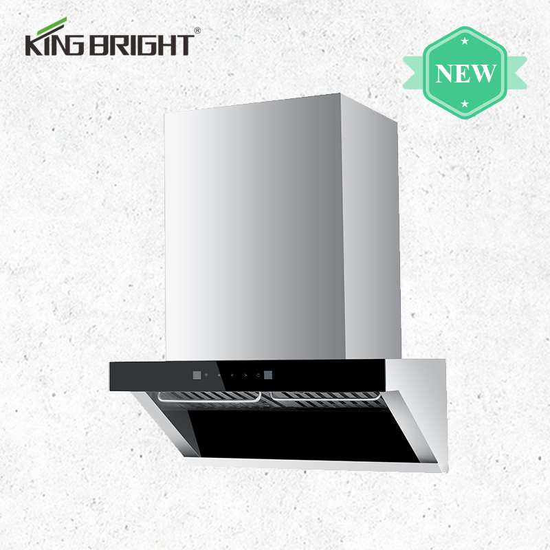 electriq 60cm sloping black glass chimney cooker hood
