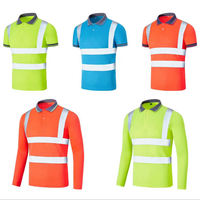 T-shirt de sécurité routière à manches longues en maille œil-de-perdrix 100 % polyester Dry Fit haute visibilité avec bande réfléchissante pour le travail