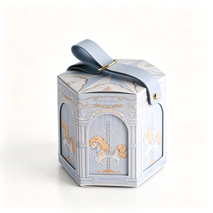 Caja de Regalo Hexagonal Tipo Carrusel con Cinta Decorativa, Papel Impreso, para Dulces, Chocolates y Pequeños Regalos - Product Image 1