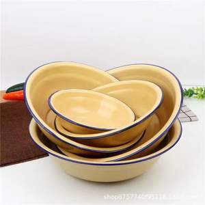 Bol en émail épaissi nostalgique à l'ancienne différentes tailles bassin de légumes ménagers soupe bol de riz prend en charge les assiettes - Product Image 3