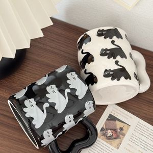 Perfect Quality Small Cat Pattern <b>Ceramic</b> <b>Mug</b> Wave Shaped Design Large Capacity Milk <b>Mug</b> Eco-friendly Dishwasher Microwave Safe - Product Image 1