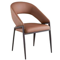 Chaise de salle à manger moderne en cuir PU, dossier rembourré, pieds en fer, assise ergonomique, mobilier imperméable pour la maison et l'hôtel