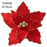 Poinsettia, 10 pièces, grandes fleurs de Noël de 10 pouces, décorations artificielles en velours pailleté pour la décoration de Noël
