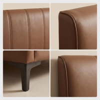 Lit rembourré en cuir véritable moderne XIYUAN, cadre en bois de pin massif, panneau en bois massif, durable, écologique, garantie 10 ans, avec sommier