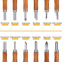 Couteaux à sculpter en acier au carbone SK2, ensemble de 12 couteaux à sculpter sur bois pour la sculpture en DIY, les experts en menuiserie et les débutants