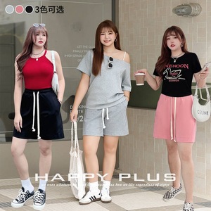 Shorts Bermuda amples taille haute pour femmes grandes tailles Runqi avec cordon de serrage, rose, décontractés, d'été, cinq points, N8396 - Product Image 5