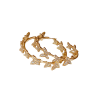 Anting-anting kupu-kupu bunga pita emas 18K baru, anting-anting bunga daisy yang indah untuk wanita, hadiah
