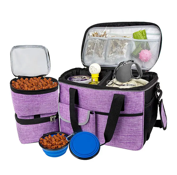 Dog Travel Bag Airline Approved Tote Organizer with Pockets Pet Travel Set Pet Bag Pack