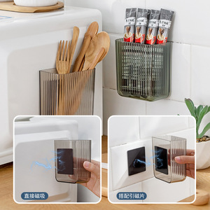 Magnetic Wall Mounted Storage Box Rectangle Translucent Green And Gray Fridge Organizer Kitchen Bathroom Use - Product Image 2