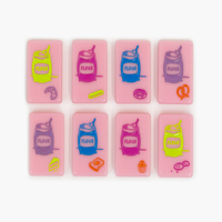 Ensemble de tuiles de mahjong américaines en acrylique à quatre couches avec icônes pop-art roses, œuvre d'art personnalisée pour les cadeaux en gros et les détaillants de jeux