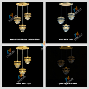 Lámpara de Araña de Cristal Dorado, Lámpara Colgante <span class=keywords><strong>LED</strong></span> de Lujo, Lámpara de Techo Decorativa para Decoración de Estilo Europeo - Product Image 3