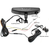 HD 5 "Otomatik Karartmalı Araba Ayna DVR Kaydedici Monitör Çift Lensli Araç Kamerası Orijinal Braketli 16mm Düz Park Sensörü