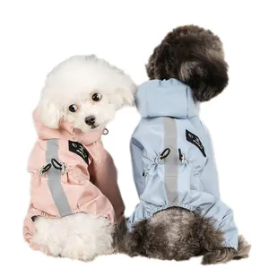 Toptan Pet giyim yağmur geçirmez rüzgar geçirmez Hoodie köpek yağmurluk nefes yansıtıcı dört bacaklar küçük orta büyük köpek giysileri