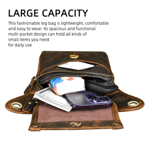 <span class=keywords><strong>Borsa</strong></span> da Cintura in Vera Pelle <span class=keywords><strong>di</strong></span> Cavallo per Uomo, Design Vintage con Tracolla Staccabile, Resistente per Viaggi e Uso Quotidiano - Product Image 5
