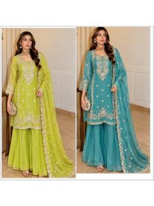 Ensemble Sharara de Soirée Tendance avec Dupatta pour Femme – Tenue Ethnique Indienne pour Mariage, Réception, Fête, Festival – Vente en Gros - Product Image 6