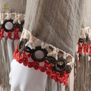 Europe et les états-unis nouvelle main crochet couture frange jupe de plage lâche crème solaire Blouse col en v femmes couvrir robe - Product Image 5