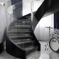 Сборная лестница, используемые металлические лестничные перила, лесоматериалы, ступенчатая лестница для балкона, круглая изогнутая лестница со стеклянной лестничной балюстрадой