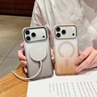 Casing Ponsel Magnetik Bergelombang untuk iPhone 17 Pro, Aksesoris Logam Gradasi Tekstur Bergelombang untuk iPhone 18 Pro, Casing Anti Jatuh