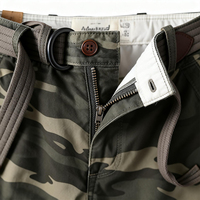 Pantalon cargo vintage vert en toile 100% coton camouflage woodland, OEM/ODM, logo personnalisé, pantalon d'inspiration militaire pour la marque