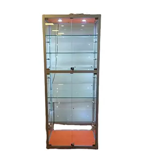 Tempered glass high quality led light display cabinet used glass display cabinet showcase for market display