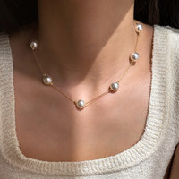 Collier long à perles, argent sterling 925, double rangée de perles, élégant, collier à perles, bijoux de mariage pour femmes