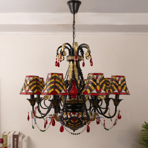 Tiffany açık krem kahverengi vitray kolye Modern victoria asmak aydınlatma armatürleri ile ayarlanabilir zincir & E26 baz - Product Image 5