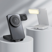 Schitec ajustable 4 en 1 LED soporte de luz nocturna cargador inalámbrico magnético rotación cargador multifunción inalámbrico para Apple Serie