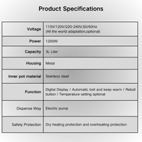 Bouilloire Électrique LANCO en Acier Inoxydable 3L avec Fonction Maintien au Chaud et Protection Anti-Ébullition à Sec, Pot Thermique Numérique pour Usage Domestique et Hôtelier, Garantie 2 Ans