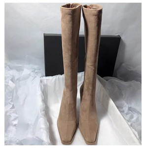 Bottes Chelsea Western en Daim à Bout Pointu et Talon Haut Fin, Imprimé Léopard, Élastiques, Montantes jusqu'au Genou, Collection Automne 2026 pour Femme - Product Image 3