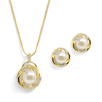 7-10 jours de livraison collier de perles et boucles d'oreilles ensemble or jaune 18K bijoux perles d'eau de mer en vrac Couples bijoux