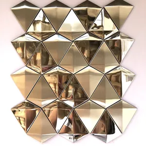 3 D Diamond shaped silvery mirror faced factory priced stainless steel mosaic tiles