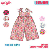 Combinaison imprimée personnalisée pour enfants Ruidian OEM ODM, combinaison à bretelles larges pour filles, combinaison sans manches légère en soie de lait pour enfants