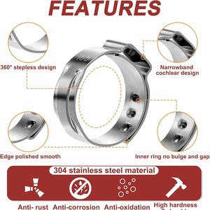 250 Pcs Single Ear <b>Hose</b> <b>Clamps</b> 5.3-33.1mm Stainless Steel Kit For Repair And Replacement - Product Image 4
