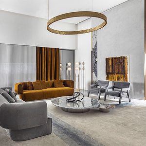 Tavolino rotondo di lusso su ordinazione dei controsoffitti di <span class=keywords><strong>vetro</strong></span> temperato ondulato dell'<span class=keywords><strong>acqua</strong></span> del tavolino da salotto della mobilia - Product Image 3