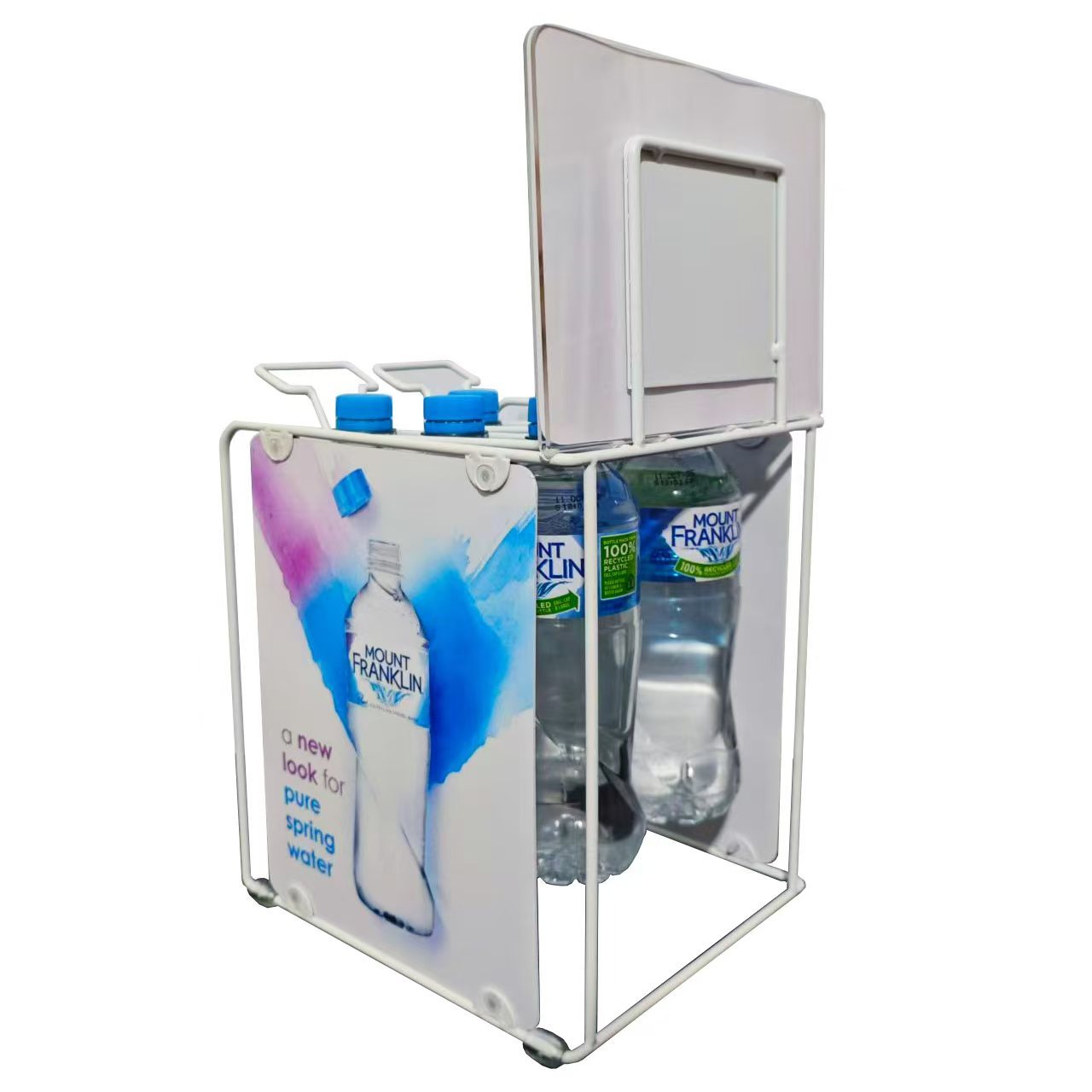 Mineral Water Advertising Display Stand Iron Wire Drinking Bottle Racks Beverage Metal Shelf for Counter Top for Retail — view 3
