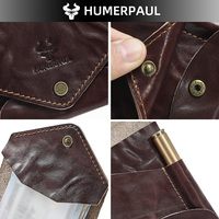 Dompet Pendek Kulit Asli Saffiano Gaya Retro dengan Pegangan Tangan, Kantong Koin, Tempat Pena, dan RFID Blocking, Cocok untuk Perjalanan Sehari-hari