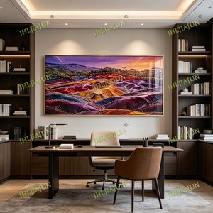 Tableau mural arc-en-ciel de luxe, peinture de paysage aux sept couleurs vibrantes, décoration LED pour salon, peinture en porcelaine cristalline - Product Image 2