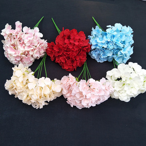 Hortensia flor artificial de seda de imitación, 5 ramas, flores artificiales, para boda - Product Image 3