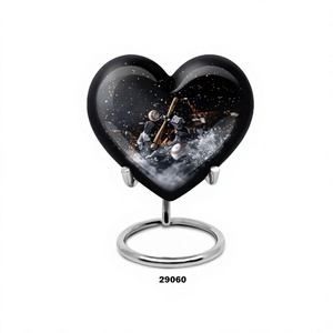 Urne adulte de crémation de série mondiale de coeur noir mat pour les cendres humaines grande urne décorative avec le support et le sac libre de velours - Product Image 1