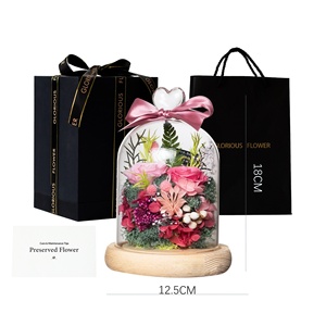 Cœur <span class=keywords><strong>de</strong></span> fleurs <span class=keywords><strong>éternel</strong></span>les préservées sous cloche en verre – Meilleure vente transfrontalière e-commerce – Cadeau souvenir Saint-Valentin et anniversaire - Product Image 3
