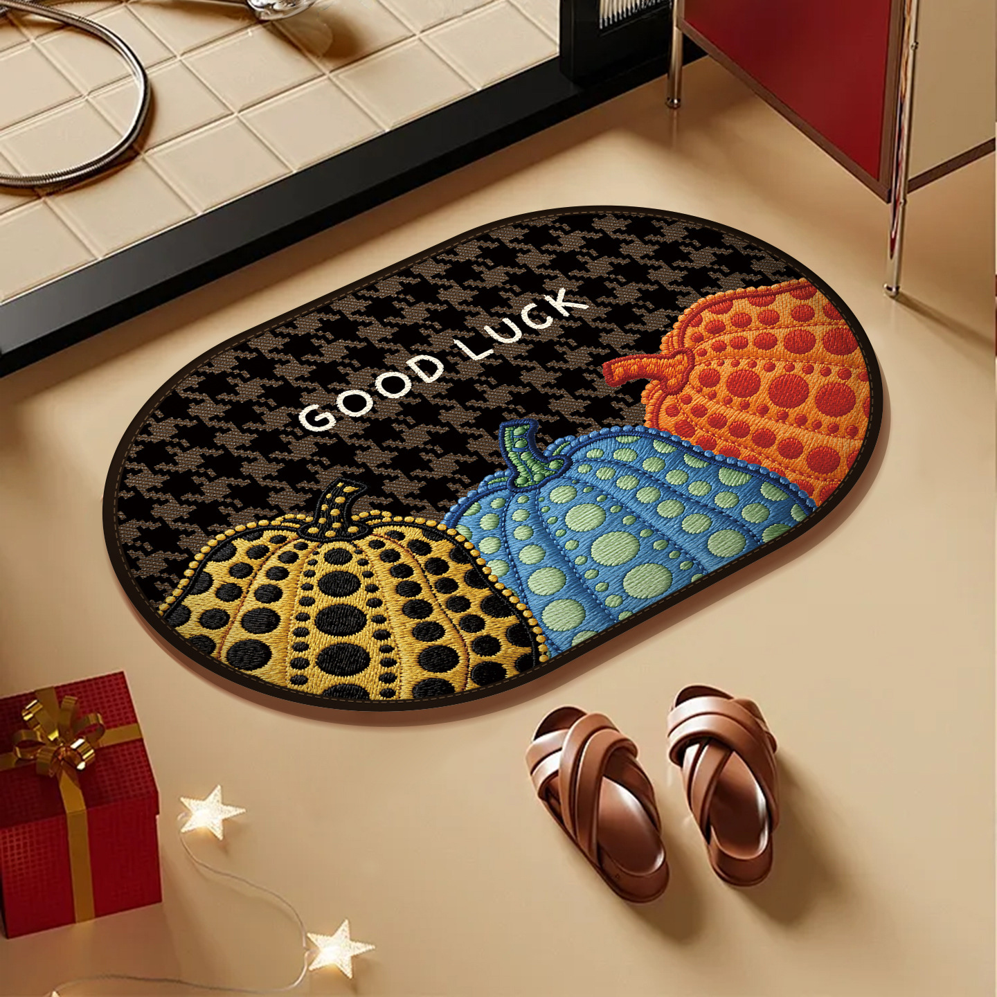 Tissage doux marron doré - Ovale