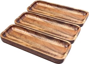 Wooden Serving Platters for Home Decor Acacia <strong>Wood</strong> Serving Trays - Product Image 2