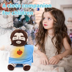 Peluche Jésus respirante avec lumières et chansons, poupée en peluche Cœur de Jésus, cadeau religieux pour enfants pour l'école <span class=keywords><strong>du</strong></span> dimanche et Thanksgiving - Product Image 6