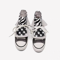 2026 Trend Punk Nieten High-Top Denim Sneakers mit Zebra-Stern-Print, Gothic Streetwear, Unisex, flache, leichte Sommer-Freizeitschuhe