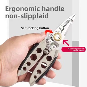 Pince d'électricien industrielle/de bricolage en acier au carbone de 7 pouces avec poignée en plastique, personnalisable OEM, outil de dénudage et de sertissage de fils métriques - Product Image 4
