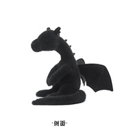 Peluche personnalisée Dragon Gallois Noir, jouet en peluche doux avec ailes, animal fantastique en peluche