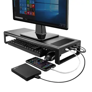 Vaydeer masası depolama organizatör USB 3.0 Hub ve kablosuz şarj cihazı metal bilgisayar Laptop monitörü standı yükseltici