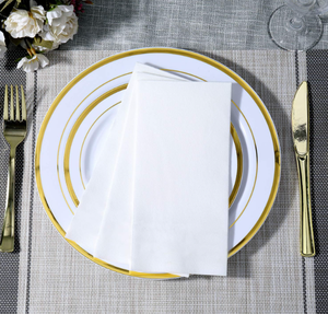 1/6フォールドホワイトカスタムロゴホワイト使い捨てゲストタオル吸収リネンのようなFell Foe Receptionsパーティーエアレイナプキンペーパー - Product Image 6